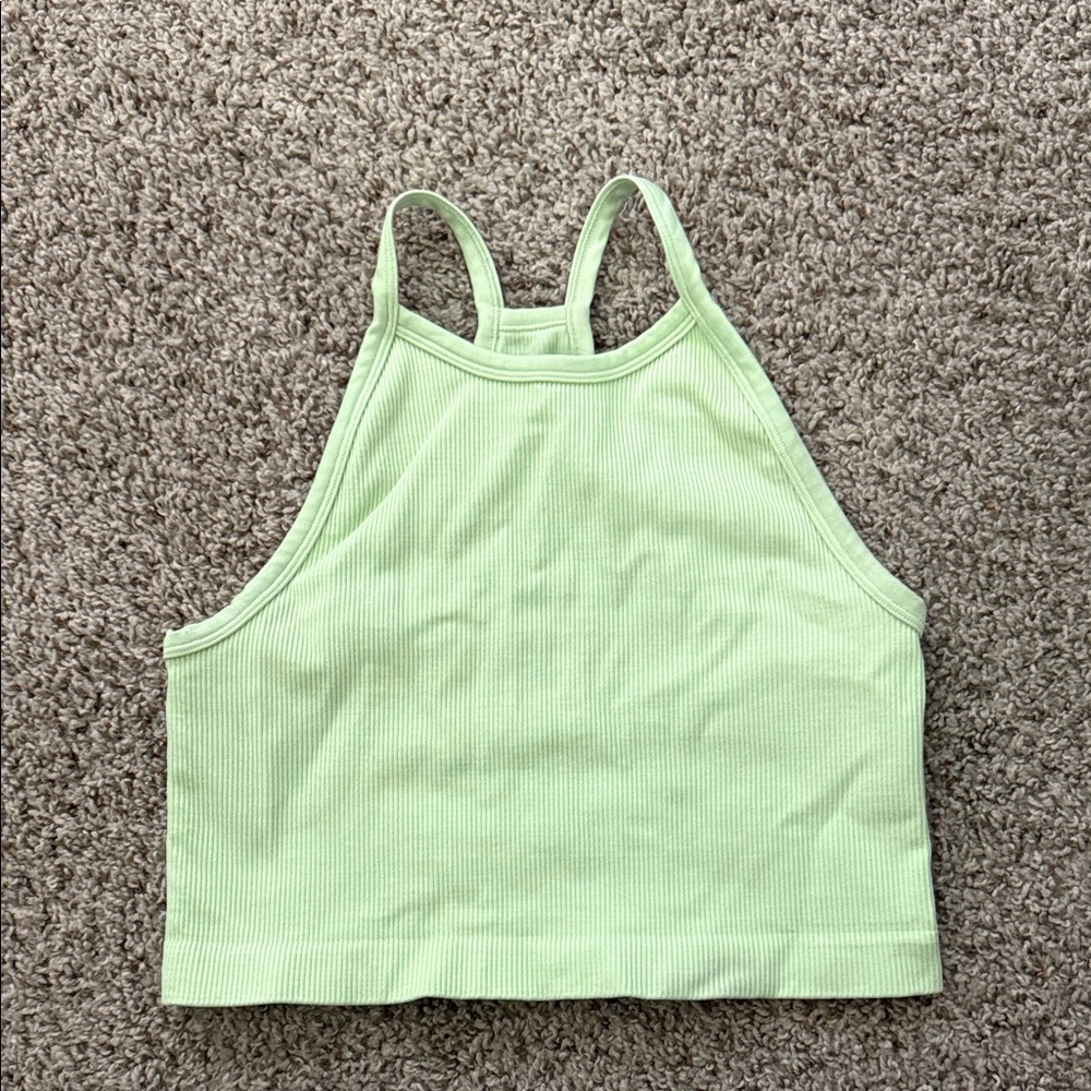 Mint Green Ribbed Crop Top
